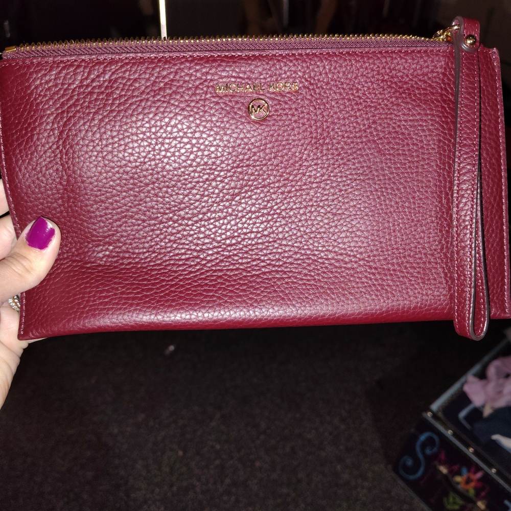 Michael Kors Burgundy Leather Clutch